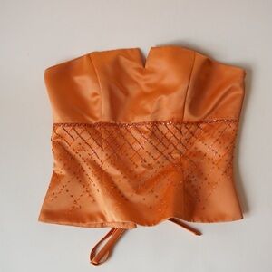 Pinky & Me Y2K Orange Lace Up Beaded Corset - Size 10